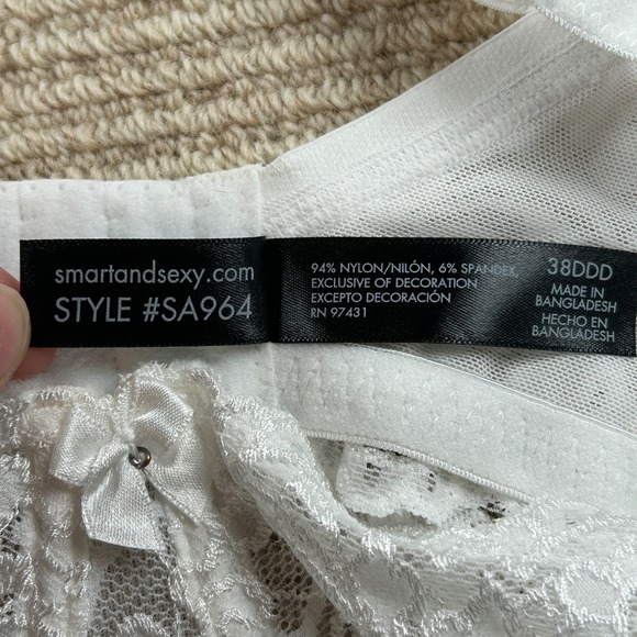 Smart & Sexy Signature Lace Underwire Bra Women 38DDD White Sheer Romantic SA964 - Picture 4 of 9